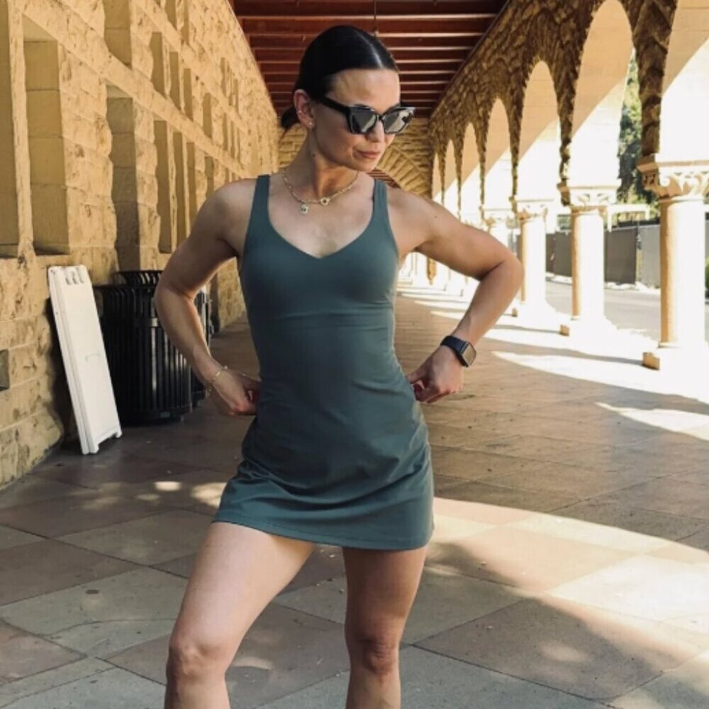 lululemon athletica tank mini dress in olive green